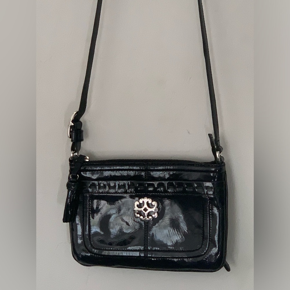 Brighton Wallet Crossbody Bag Dual Zip Organizer Womens Leather Dark Navy Purse
